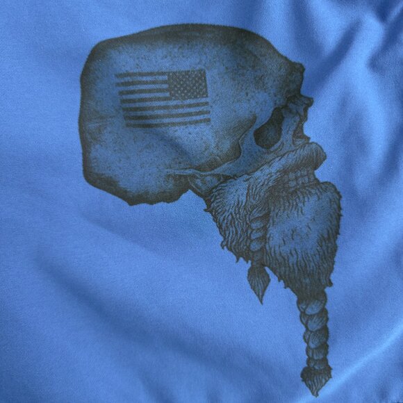 Rogue American Men’s Large Blue Boardshorts Skull Graphic Drawstring Swim Trunks - Picture 5 of 8